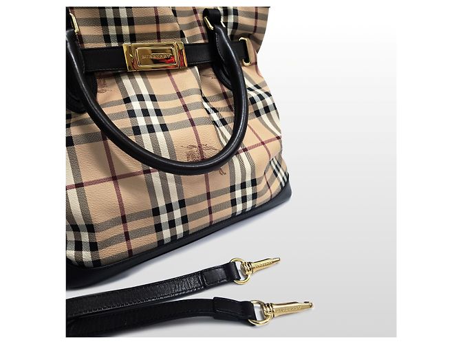 Burberry GOLDERTON Haymarket Check Ledertasche in Braun - Ansicht 7