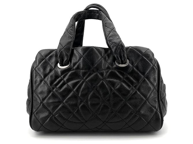 Chanel Borsa Bowling e Tote Timeless CC Logo in Caviar Nero - vista 2