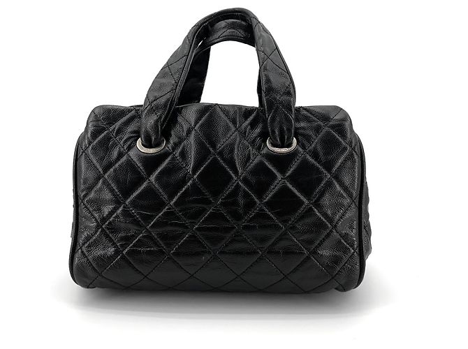 Chanel Borsa Bowling e Tote Timeless CC Logo in Caviar Nero - vista 5