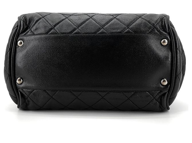 Chanel Borsa Bowling e Tote Timeless CC Logo in Caviar Nero - vista 6