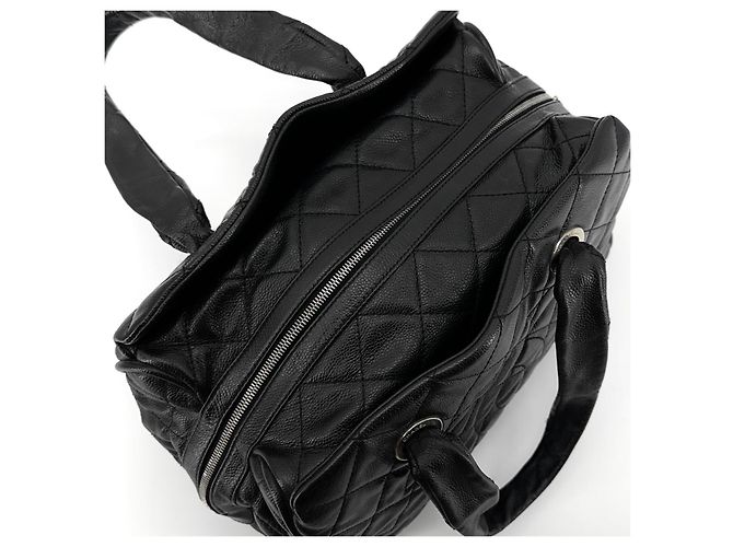 Chanel Borsa Bowling e Tote Timeless CC Logo in Caviar Nero - vista 7