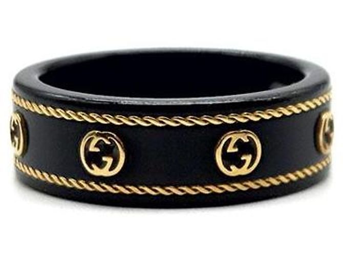 Gucci Bague Interlocking Icon en Or Noir - vue 2