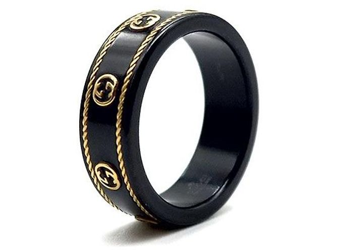 Gucci Bague Interlocking Icon en Or Noir - vue 4