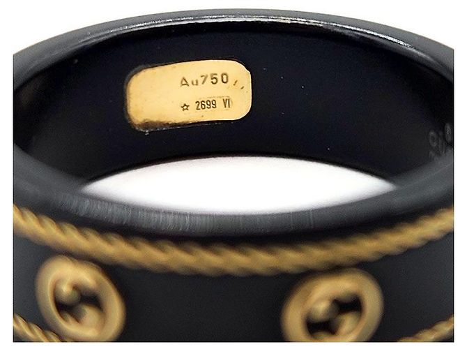 Gucci Bague Interlocking Icon en Or Noir - vue 6