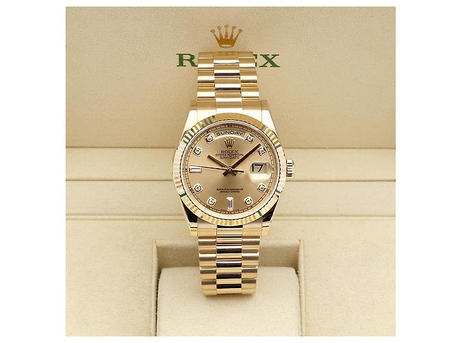 Rolex Orologio Day-Date in Oro da Uomo Originale con Diamanti D'oro - vista 2