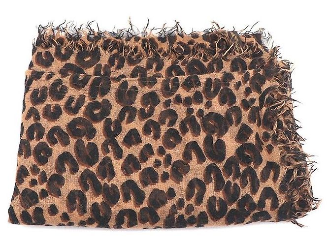 Louis Vuitton Estola, cachecol e echarpe de seda e cashmere com estampa de leopardo marrom Multicor - vista 3