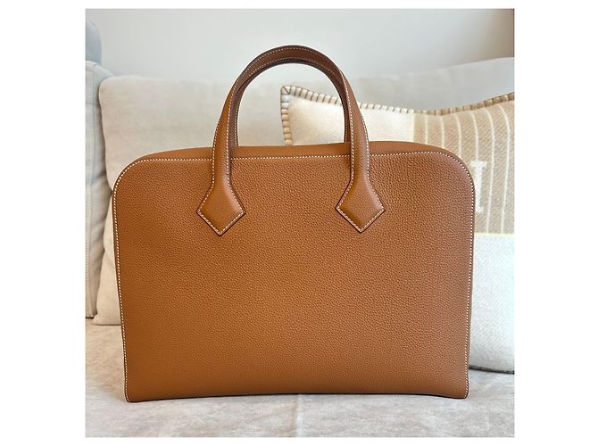 Hermès Valigetta Victoria Light Gold stamp: Arancione - Ansicht 3