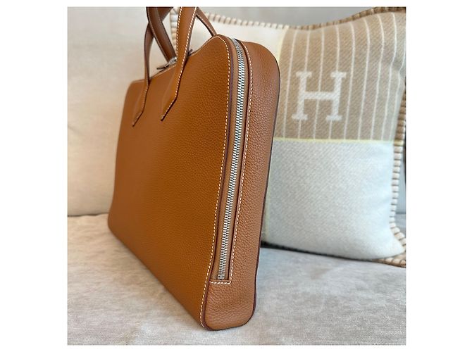 Hermès Valigetta Victoria Light Gold stamp: Arancione - Ansicht 4
