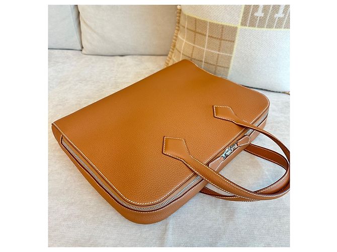Hermès Valigetta Victoria Light Gold stamp: Arancione - Ansicht 5