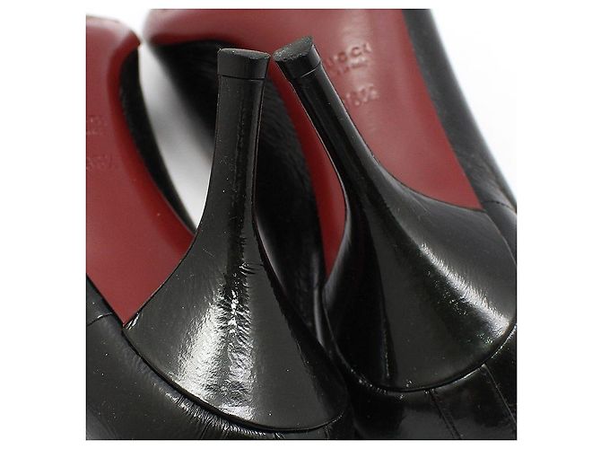 Gucci Décolleté a punta aperta in vernice nera con mors Rosso - vista 12
