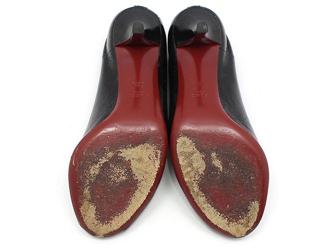 Gucci Décolleté a punta aperta in vernice nera con mors Rosso - vista 6