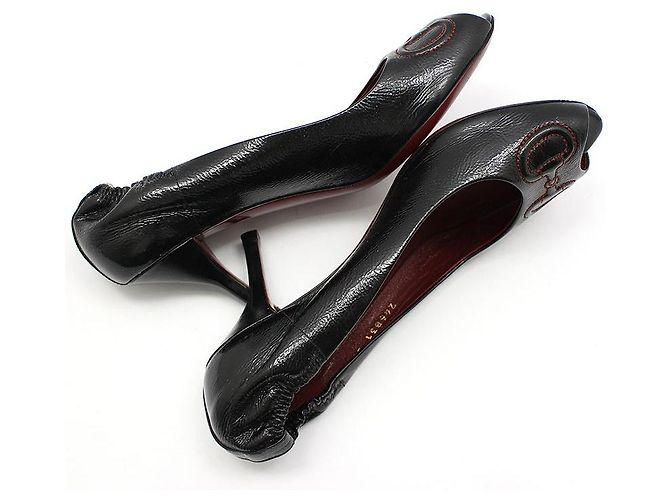 Gucci Décolleté a punta aperta in vernice nera con mors Rosso - vista 7