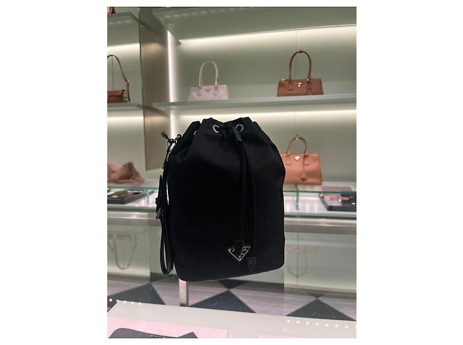 Prada Sacchetto con coulisse in Rynylon Nero Blu Alabaster Rosa Multicolore - vista 2