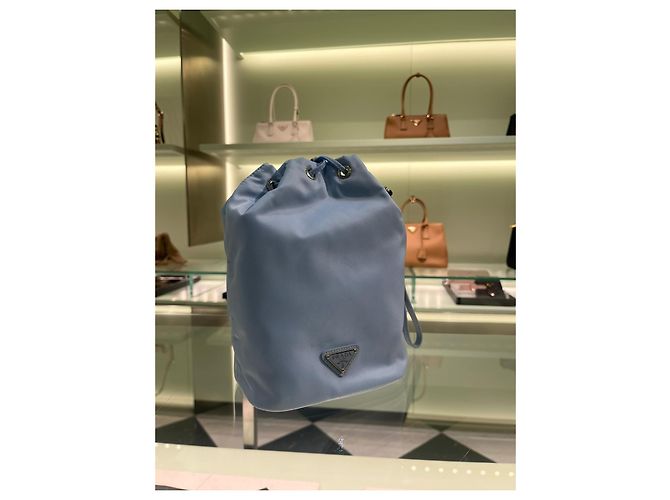 Prada Sacchetto con coulisse in Rynylon Nero Blu Alabaster Rosa Multicolore - vista 3