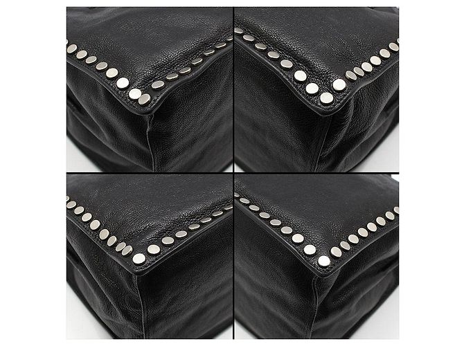 Prada Borsa a tracolla Etiquette in pelle di vitello nera con borchie argentate Nero - vista 10