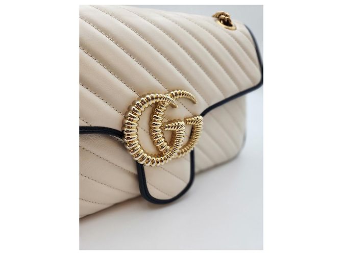 Gucci Borsa a Spalla Matelassé Medium Crema Bianco - vista 14