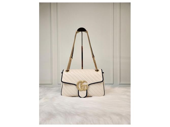Gucci Borsa a Spalla Matelassé Medium Crema Bianco - vista 3