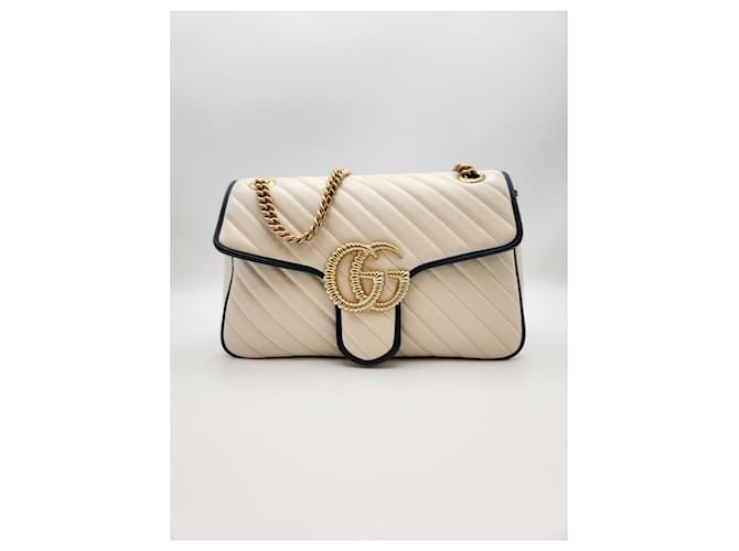 Gucci Borsa a Spalla Matelassé Medium Crema Bianco - vista 4