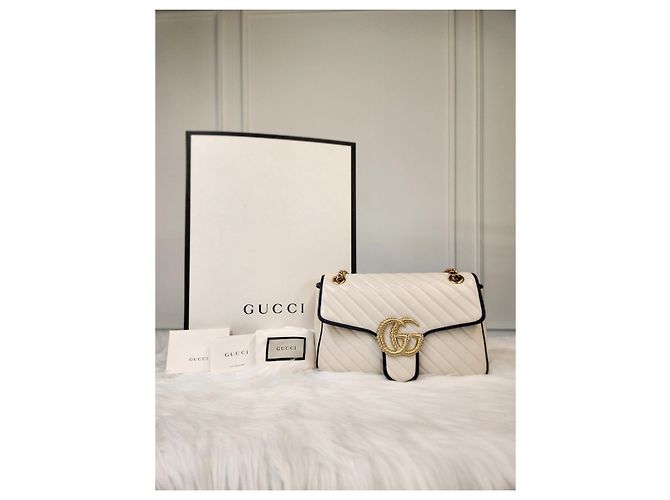 Gucci Borsa a Spalla Matelassé Medium Crema Bianco - vista 5