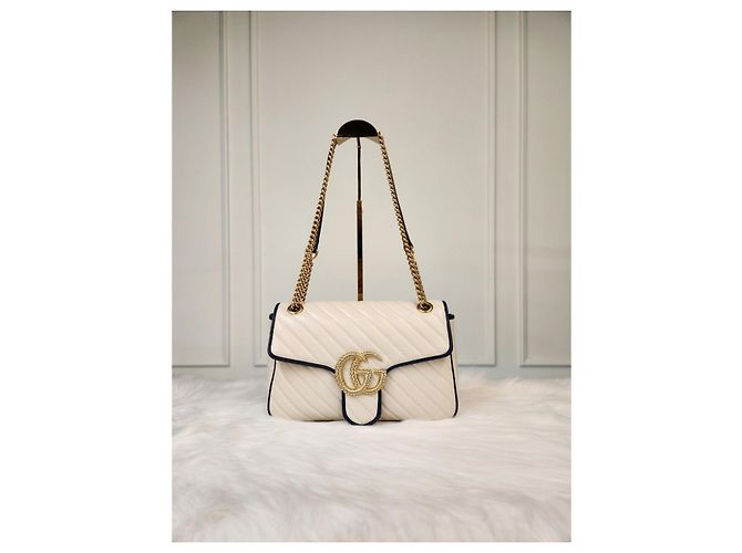 Gucci Borsa a Spalla Matelassé Medium Crema Bianco - vista 6