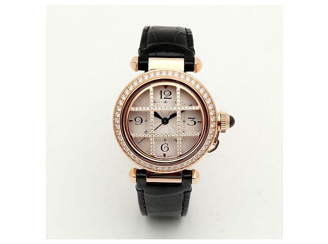 Cartier Pasha Uhr Grid Roségold Medium Unisex mit Diamanten Garantiebox Pink - Ansicht 18