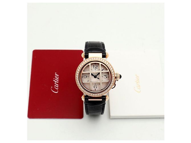 Cartier Pasha Uhr Grid Roségold Medium Unisex mit Diamanten Garantiebox Pink - Ansicht 2