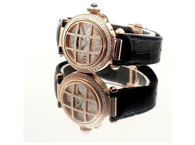 Cartier Pasha Uhr Grid Roségold Medium Unisex mit Diamanten Garantiebox Pink - Ansicht 22