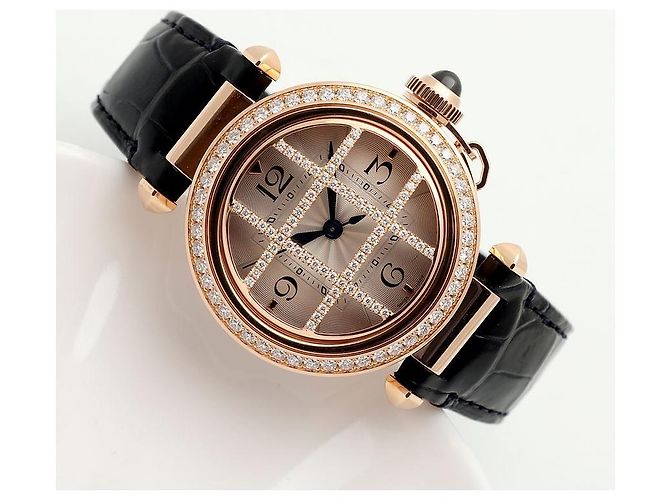 Cartier Pasha Uhr Grid Roségold Medium Unisex mit Diamanten Garantiebox Pink - Ansicht 23