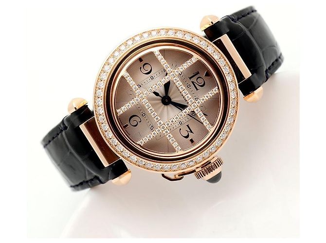 Cartier Pasha Uhr Grid Roségold Medium Unisex mit Diamanten Garantiebox Pink - Ansicht 24