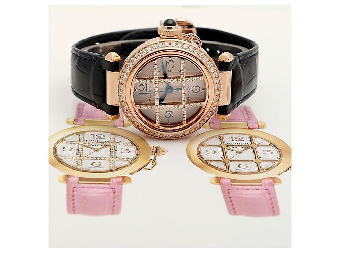 Cartier Pasha Uhr Grid Roségold Medium Unisex mit Diamanten Garantiebox Pink - Ansicht 25