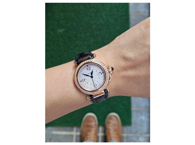 Cartier Pasha Uhr Grid Roségold Medium Unisex mit Diamanten Garantiebox Pink - Ansicht 4