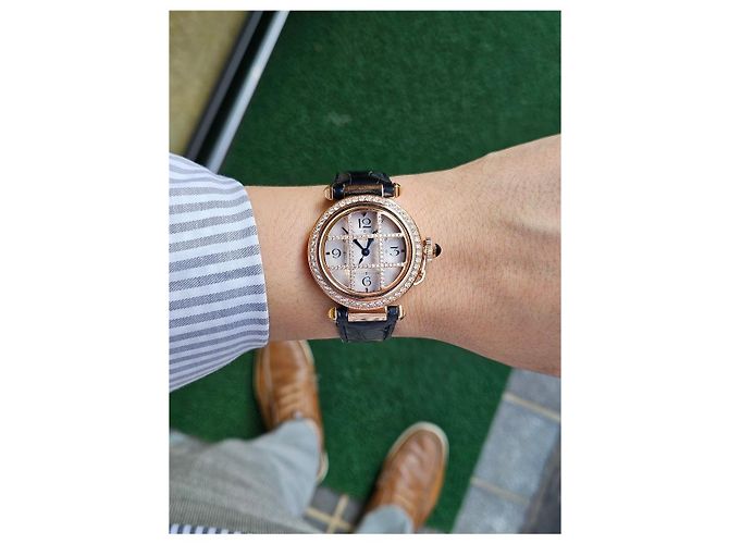 Cartier Pasha Uhr Grid Roségold Medium Unisex mit Diamanten Garantiebox Pink - Ansicht 5
