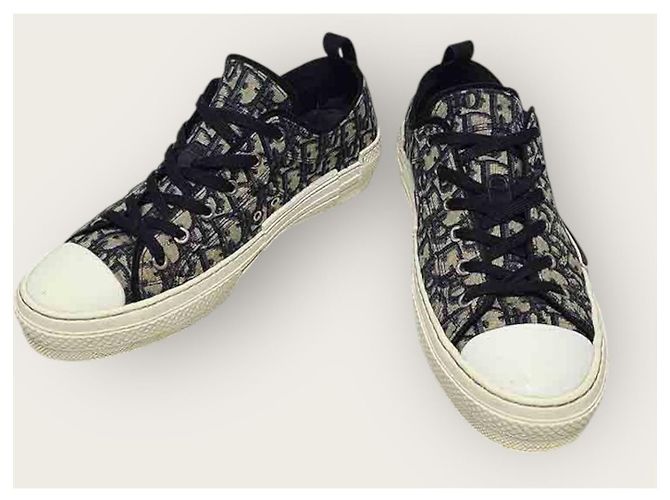 Dior Sneakers low-top in jacquard Oblique beige e nero Marrone - vista 3