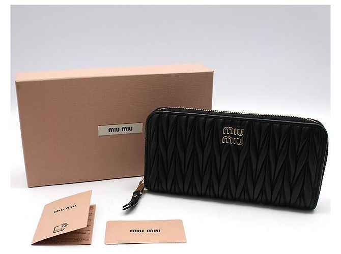 Miu Miu Black Matelassé Nappa Gold Wallet - view 2
