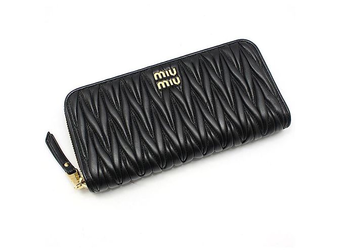 Miu Miu Black Matelassé Nappa Gold Wallet - view 3