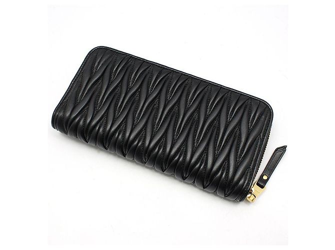 Miu Miu Black Matelassé Nappa Gold Wallet - view 4