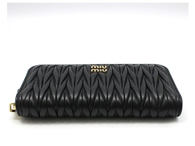 Miu Miu Black Matelassé Nappa Gold Wallet - view 5