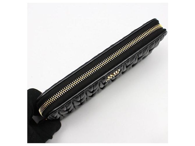 Miu Miu Black Matelassé Nappa Gold Wallet - view 6