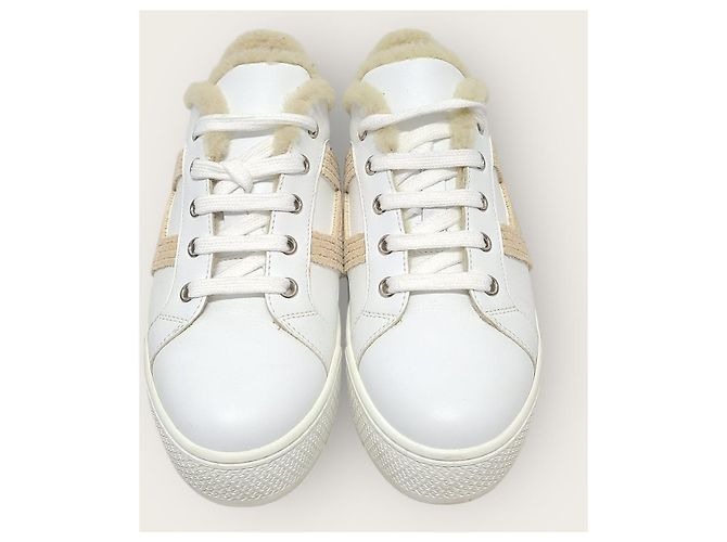Hermès Sneakers Abain-Taj in shearling con logo bianco - vista 6