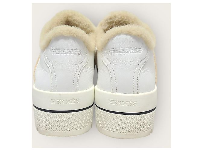 Hermès Sneakers Abain-Taj in shearling con logo bianco - vista 7