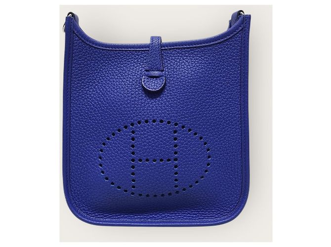 Hermès Borsa a tracolla mini Evelyn Clemence Silver Royal Blue - vista 2