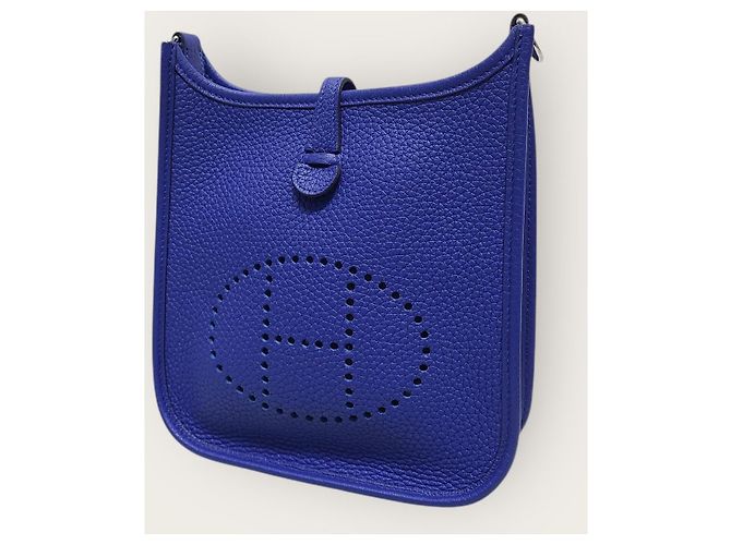 Hermès Borsa a tracolla mini Evelyn Clemence Silver Royal Blue - vista 3