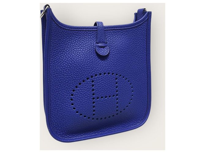 Hermès Borsa a tracolla mini Evelyn Clemence Silver Royal Blue - vista 4