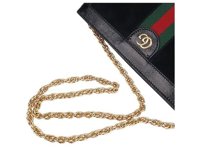 Gucci Borsa a Spalla Ophidia Suede GG Supreme Nero - vista 3
