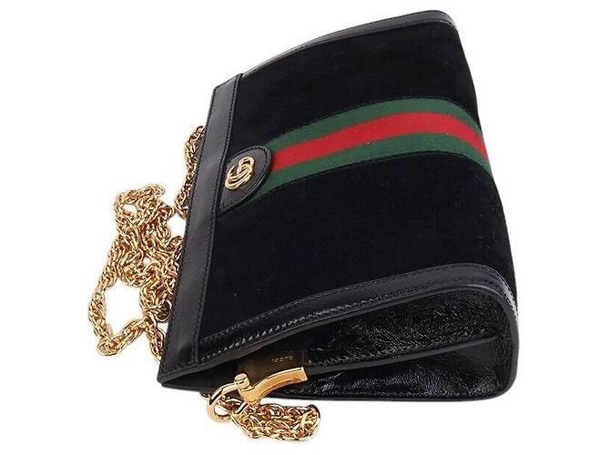 Gucci Borsa a Spalla Ophidia Suede GG Supreme Nero - vista 4