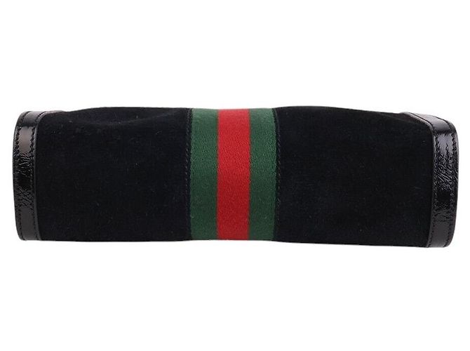 Gucci Borsa a Spalla Ophidia Suede GG Supreme Nero - vista 6