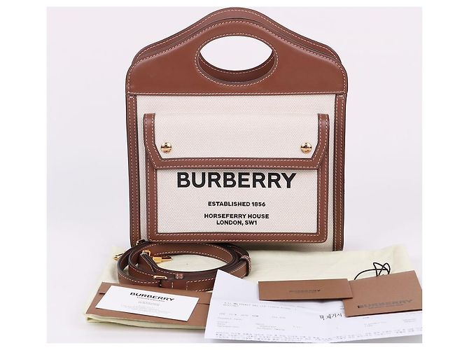 Burberry Mini-Taschenbeutel aus zweifarbiger Canvas mit Logo - Ansicht 13