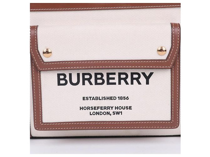 Burberry Mini-Taschenbeutel aus zweifarbiger Canvas mit Logo - Ansicht 2