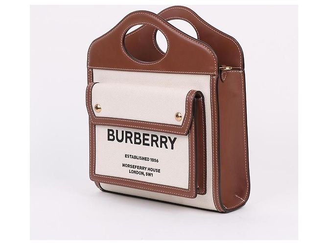 Burberry Mini-Taschenbeutel aus zweifarbiger Canvas mit Logo - Ansicht 3