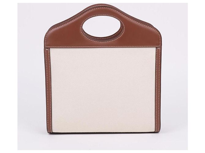 Burberry Mini-Taschenbeutel aus zweifarbiger Canvas mit Logo - Ansicht 5